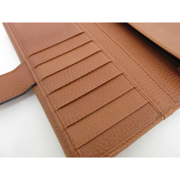 Gucci Double Hook Long Wallet Brown Leather - Picture 10 of 11